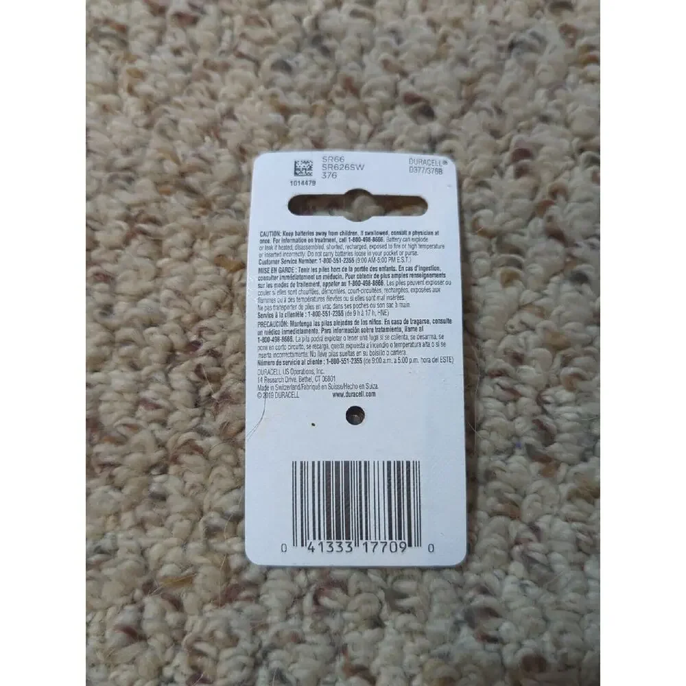 Duracell D377376 BPK Silver Oxide 377/376 1.5 V Electronic Watch Battery 1 pack